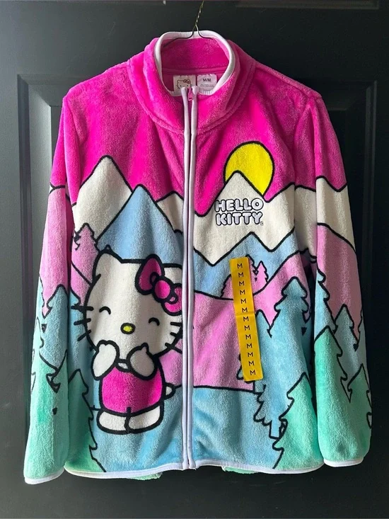 NWT Hello Kitty Character Sherpa Jacket Women Zip Front Scenic Cozy Fleece - Picture 3 of 9